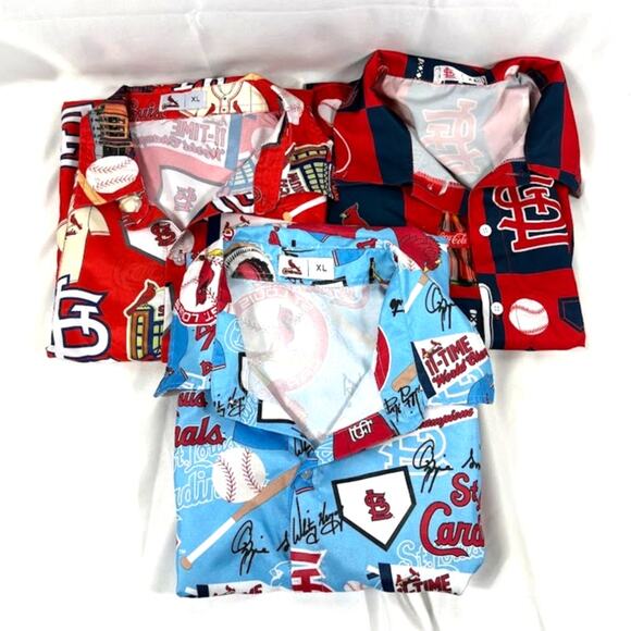 3x t Louis Cardinals XL Allover Print Hawaiian Shirt MLB Cards Coke - Picture 1 of 10